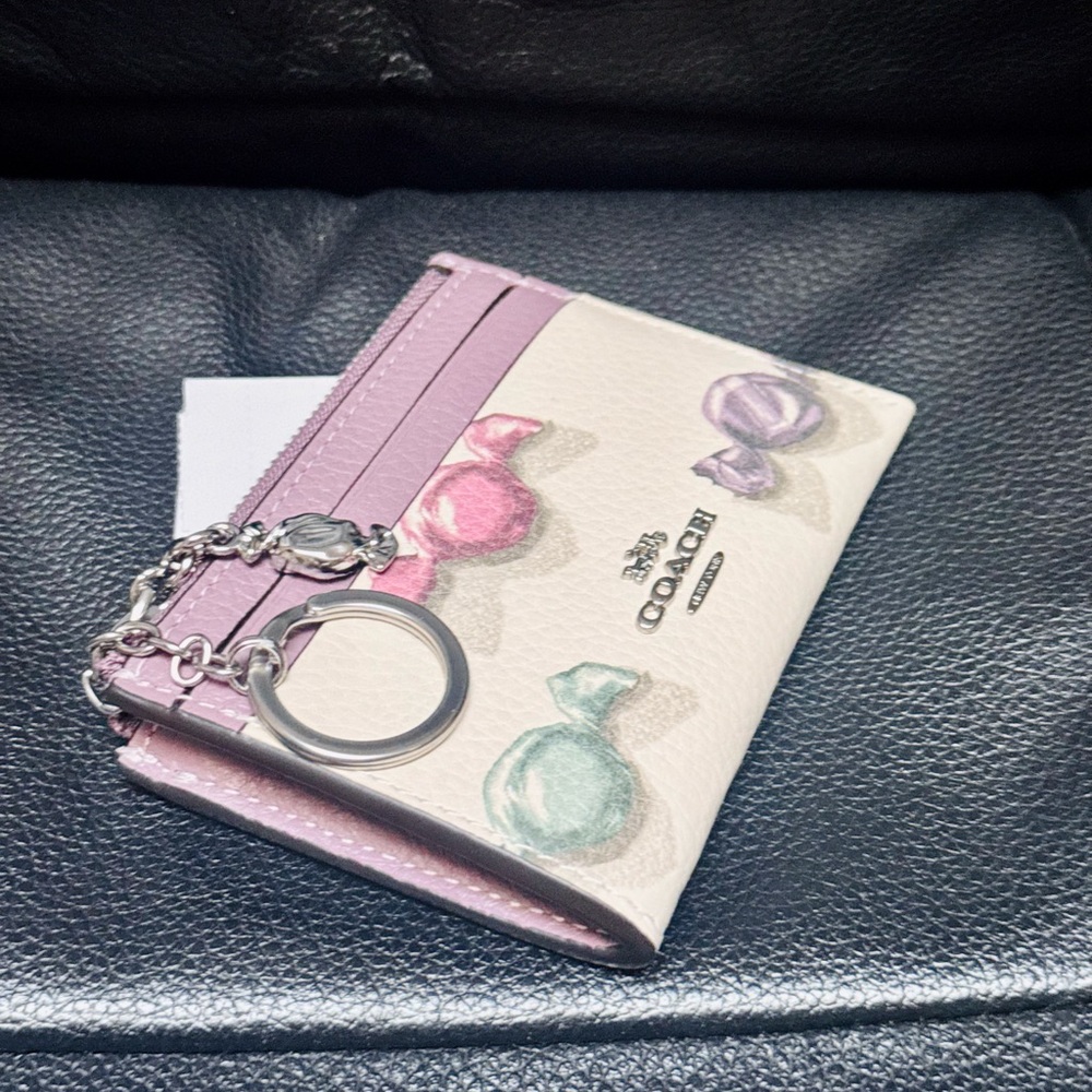 COACH Mini Skinny Id Case With Candy Print & Charm Refined Pebble Leather CDF93 - Picture 5 of 14